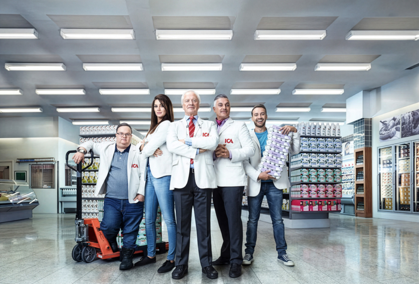 En av uppsättningarna av karaktärer i Icas kreativa reklamfilmer.