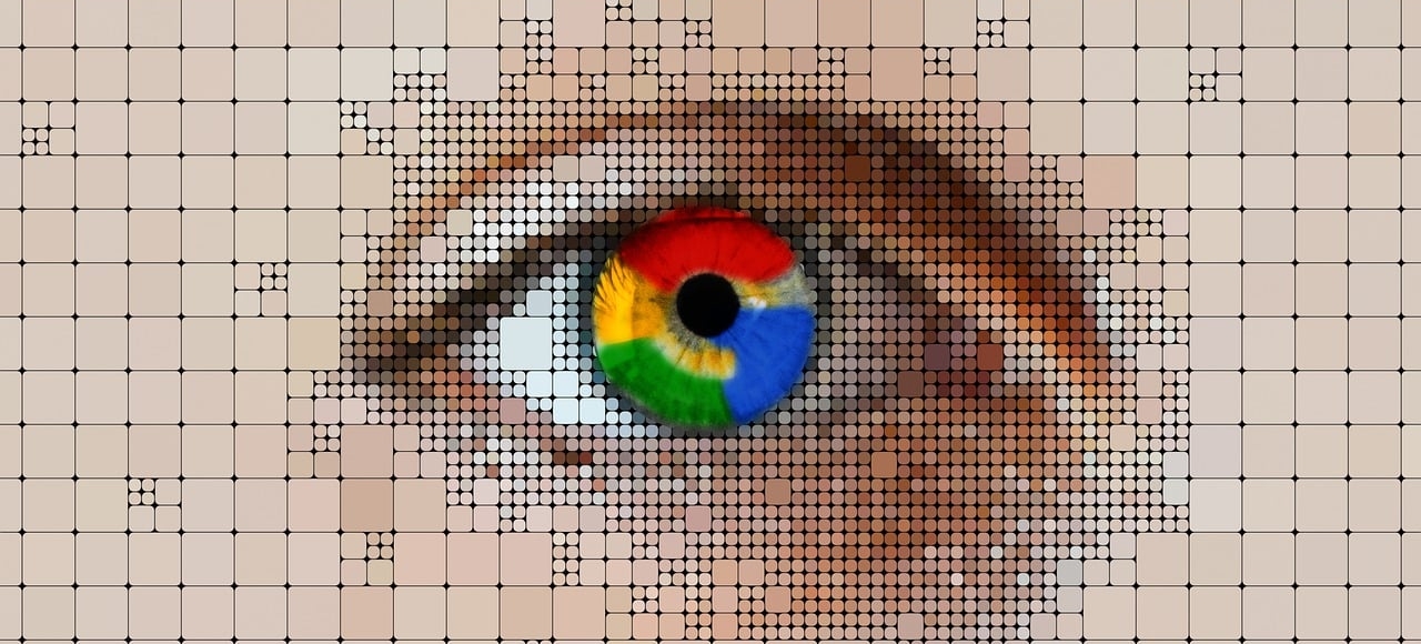 Googles logotyp i ett illustrerat öga.