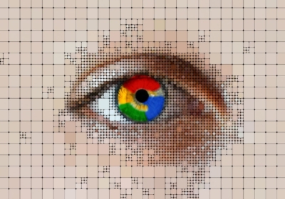 Googles logotyp i ett illustrerat öga.