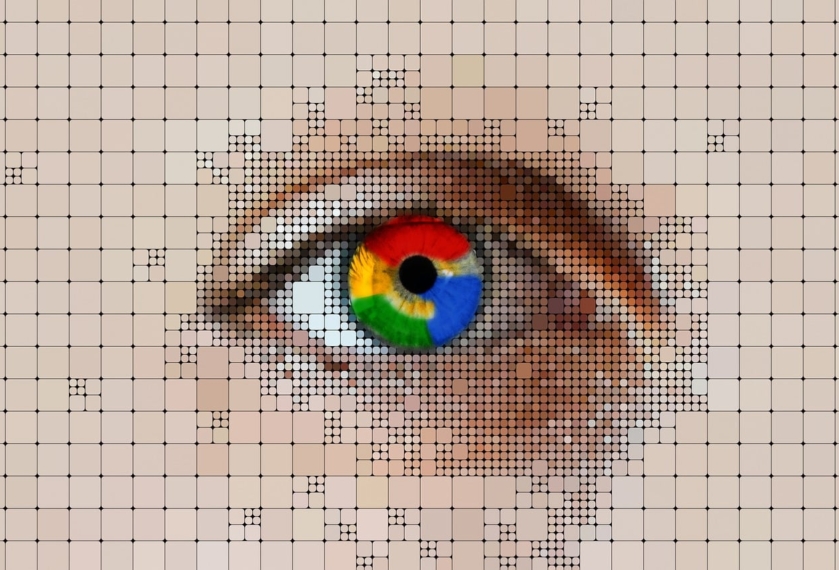 Googles logotyp i ett illustrerat öga.